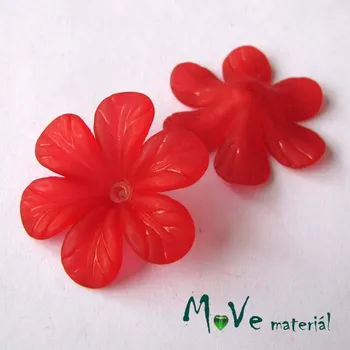 Dětské navlékací korálky Akrylový květ 30mm, 2ks, červený