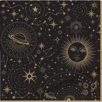 Papírový ubrousek Easy Life CELESTIAL černý papírový dekorační ubrousek na découpage noční obloha s hvězdami a planetami