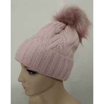 Rukavice Dámská čepice s bambulí CP3434 - světle růžová