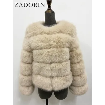 Dámská bunda Chlupatá kožešinová bunda zimní kožich s dlouhým rukávem Barva: Khaki, Velikost: 4XL