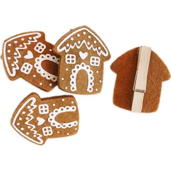 Vánoční dekorace Perníček přízdoba filc 4ks/5cm 5 cm hnědá/bílá 4 ks