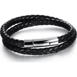 Troli Dvojitý náramek z černé kůže Leather + 2 měsíce na vrácení zboží