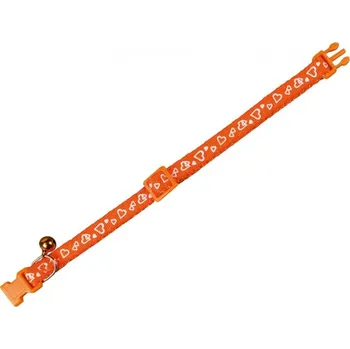 NOBBY obojek pro kočky Herz s rolničkou 18-30x1cm - oranžový