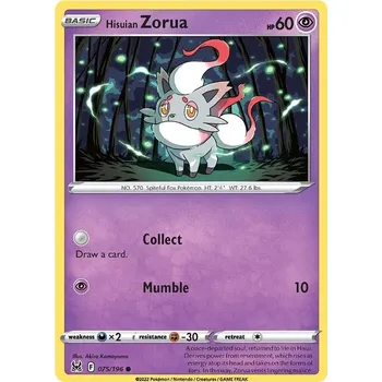 Sběratelská karetní hra Hisuian Zorua 075/196 - Lost Origin Typ karty: Non-Holo