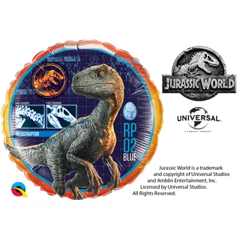 Balónek Qualatex Fóliový balónek Kruh - Jurassic World 18"/45 cm