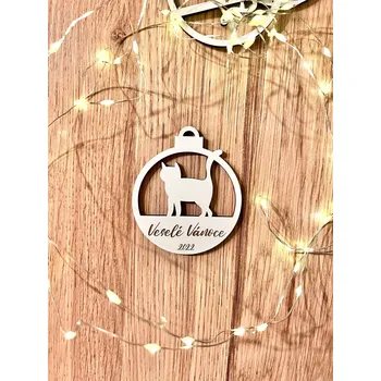 Vánoční ozdoba Vsepropejska Vánoční kočka 6 baňka na stromeček Typ: Typ 2, Průměr: 8 cm