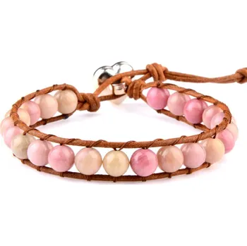 Náramek B-TOP Kožený náramek s přírodními korálky Srdce Typ: Typ 4