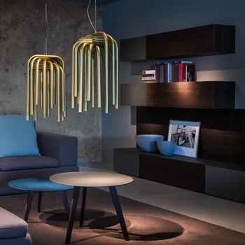 Quadrifoglio Group Pipes, závěsné svítidlo z trubek se zlatou úpravou, 16x1W LED 2700K, délka 60cm