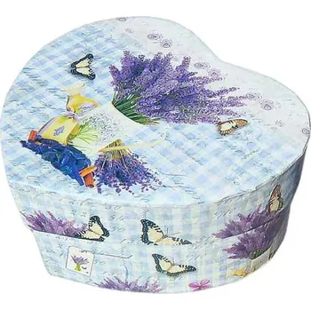 Dárková krabička Krabička srdce Levandule (srdíčko z tvrdého papíru se vzorem levandule)