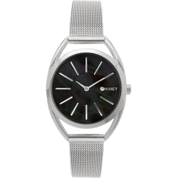 Hodinky MINET Stříbrno-černé dámské hodinky ICON BLACK PEARL MESH MWL5212 (MINET Stříbrno-černé dámské hodinky ICON BLACK PEARL MESH MWL5212)