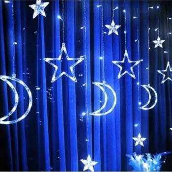 Vánoce Vánoční LED řetěz měsíce/hvězdičky 120 LED- studená bílá