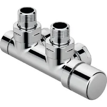 Ventil Zehnder Příslušenství - Rohová armatura Set P, 1/2, s regulační hlavicí vpravo, přívod vpravo, rozteč 50 mm, chrom 839058