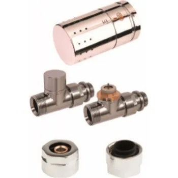 Radiátor ISAN sada č. 9 přímý term. ventil+hlavice+šroubení na CU15 chrom O19CPC-09