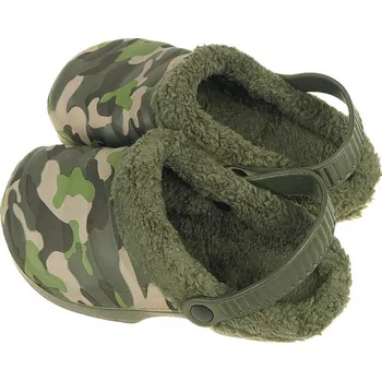 Dámské pantofle Kroksy dámské zateplené zelené maskáčové (Dámské zateplené kroksy)