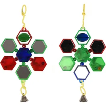 Hračka pro psa Hračka pro ptáky FLAMINGO - barevné multizrcátko 9x1,5x19,5cm (MIX BAREV)