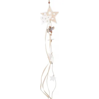 Dřevěná hvězda s ozdobou na zavěšení 66 cm