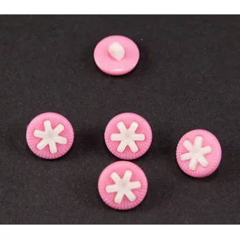 Knoflík Dětský knoflík - bílá hvězdička na růžové - průměr 1,5 cm