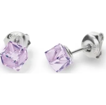 Náušnice Náušnice fialové se Swarovski Elements Small Cube Studs K48414V Violet