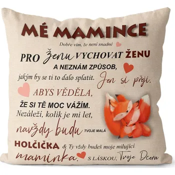 Dekorativní polštářek Polštář 40 x 40 cm - Mé mamince - lišky