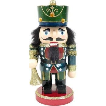 Vánoční dekorace Louskáček voják se zvonkem (Vánoční dekorace Dřevěný Krušnohorský louskáček A824-3)