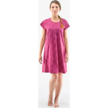 Dámská noční košile GINA dámské košilka noční dámská krátký rukáv, šité, s potiskem Pyžama 2022 19130P cola višňová XL