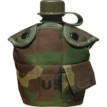Láhev Polní láhev maskáčová US s ALU miskou woodland (plastová polní láhev US typu v maskáčovém obalu)