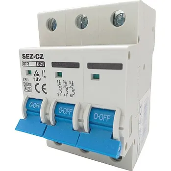 Jistič SEZ S73-B20 Jistič třípólový charekteristika B, 20A, 6kA (SEZ S7-3P-B20)