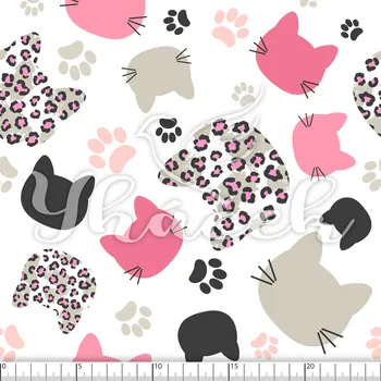 Zakázkový tisk, softshell, kočárkovina... Levhartí kočičky růžové Látky k tisku: Microfirba