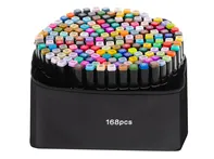 Kancelář 168pcs Oboustranné lihové fixy v pouzdře 168 ks