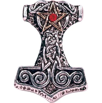 Kladivo Thorovo kladivo s červeným kamenem - Amulet