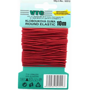 Textilní guma VTC Klobouková guma 1,2 mm - na kartě červená