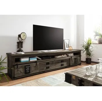 Televizní stolek IRON TV-deska mango 260x50x60 šedá, lakovaná