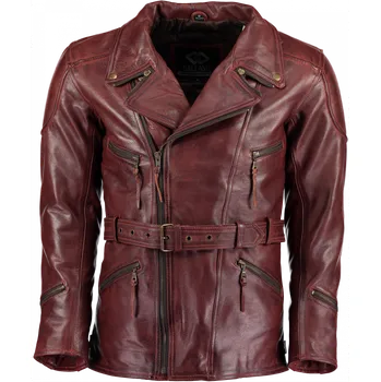 Pánský křivák Pánský kožený 3/4 kabát Vintage Wine křivák s kapsami na chrániče - 6Xl / s chrániči +490,-Kč