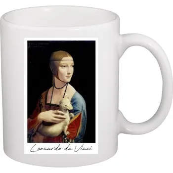 Hrnek malý bílý s potiskem Leonardo da Vinci