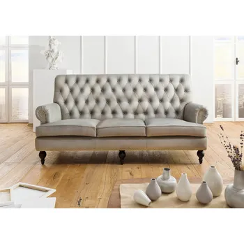 Pohovka CAMBRIDGE Pohovka pro 3 osoby z pravé kůže, 196x84x94, šedá