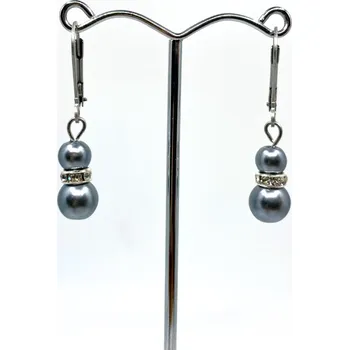 Náušnice Krátké perlové náušnice šedé