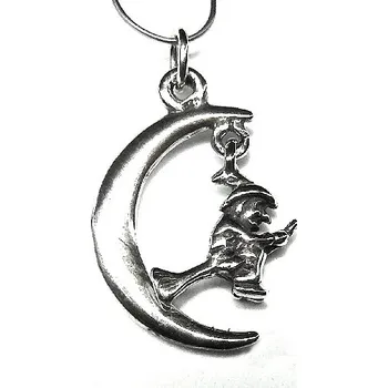 Přívěsek Stříbrný přívěsek čarodějnice - DN42 (Stříbrný přívěsek čarodějnice na měsíci)