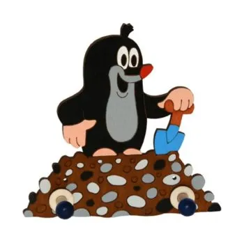 Věšák MANUFAKTURA DODO KRTEČEK S LOPATKOU - dětský dřevěný věšák K74037 (16x15cm)