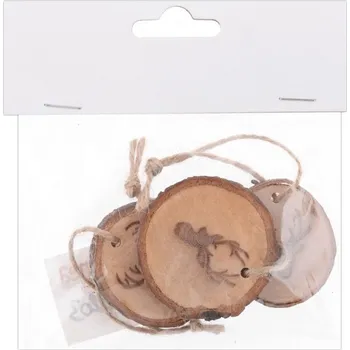 Vánoční dekorace Závěs Dřevěné kolečko 3ks Jelen