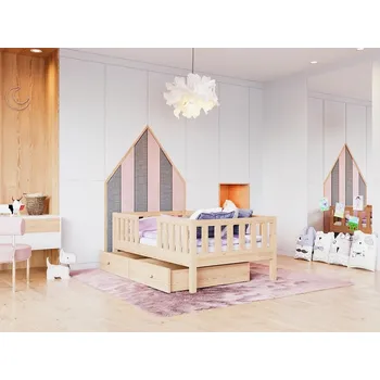 Dětská postýlka Masivní dětská postel Lilly 4 - 90 x 200 cm - přírodní borovice