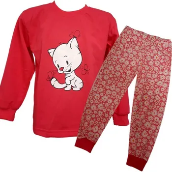 Dívčí pyžamo Dívčí pyžamo Betty Mode vel. 110 tmavě růžové kočka