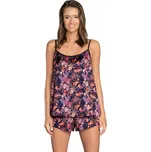 Italian Fashion Dámské saténové pyžamo Tibesti fialové květiny Velikost: M