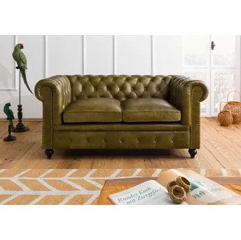 Pohovka CAMBRIDGE 2místná pohovka, pravá kůže, 158x82x75, zelená