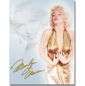Plechová cedule Plechová cedule Monroe - Gold Dress 40 cm x 32 cm