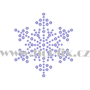 SV067 - sněhová vločka nažehlovací hot-fix kamínková aplikace na textil, rozměry cca 6,3x7,0cm barva: kameny barva 101 Crystal /stříbrná