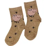 Dětské ponožky v hnědé barvě s prasátkem, Velikost 27-29