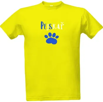 Tričko s potiskem Pejskař bílo modrý potisk pánské