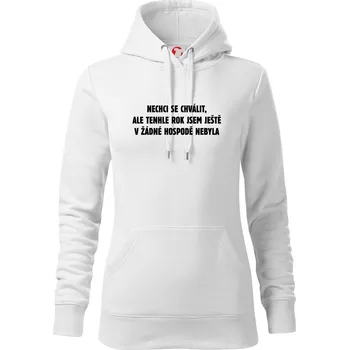 Dámská mikina Tenhle rok jsem ještě nebyl v hospodě - Mikina dámská Cape s kapucí - S ( Bílá )
