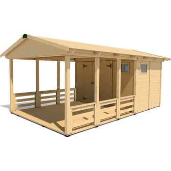 Zahradní altán Dřevěný zahradní altán s terasou B (Dřevěný zahradní altán)