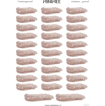 samolepka Samolepky MINIMEE - Watercolor dny v týdnu (hnědá)